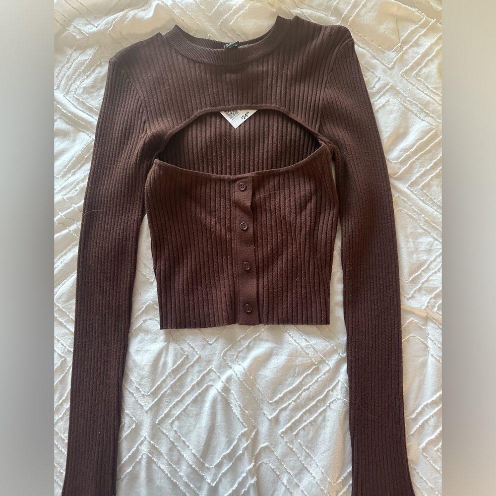 Forever 21 NWT open front slip long sleeve cropped sweater